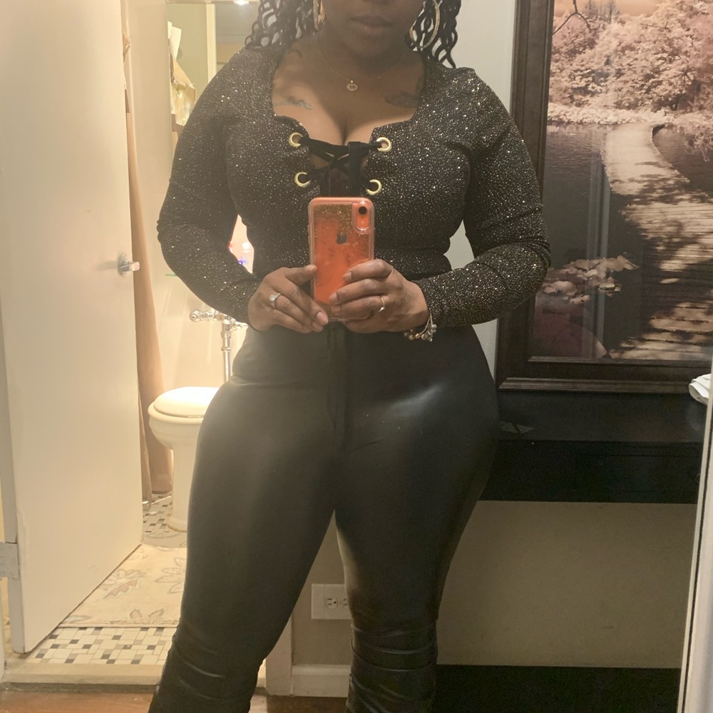 Black and gold bodysuit